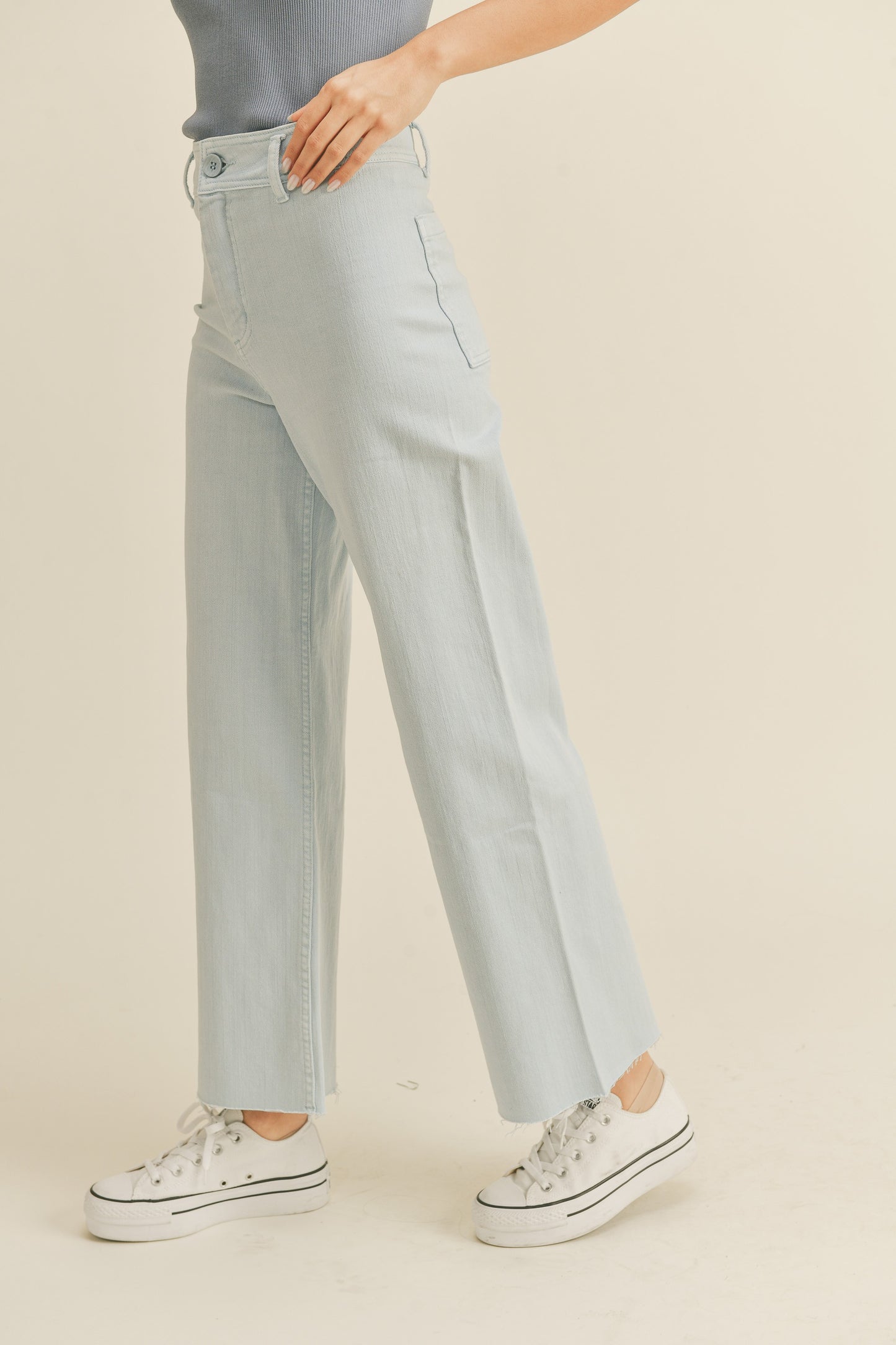 Straight Wide Leg Denim Pants